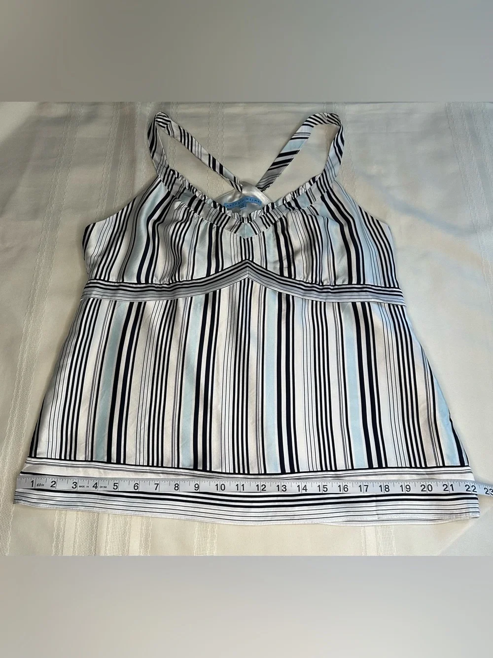 ANTONIO MELANI Silk Top Size 14 Elegant With Crisscross Straps Women’s Top